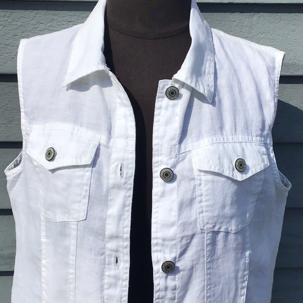Jones New York White Linen Vest Small - Picture 2 of 4